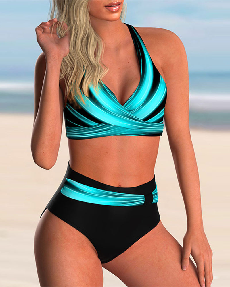 Ocean Muse | Ensemble de Bikini à Imprimé avec Col Halter