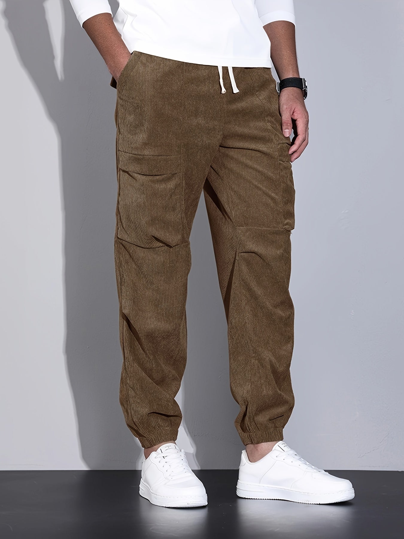 LAURENT MONACO | PANTALONS CARGO EN CORDUROY POUR HOMMES