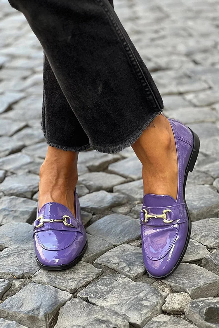 Mocassins multicolores à bout rond avec boucle