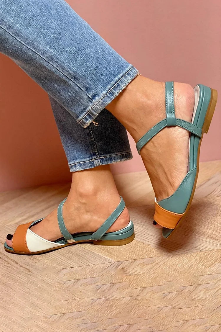 Color Block Quilted Peep Toe Slingback Sandals