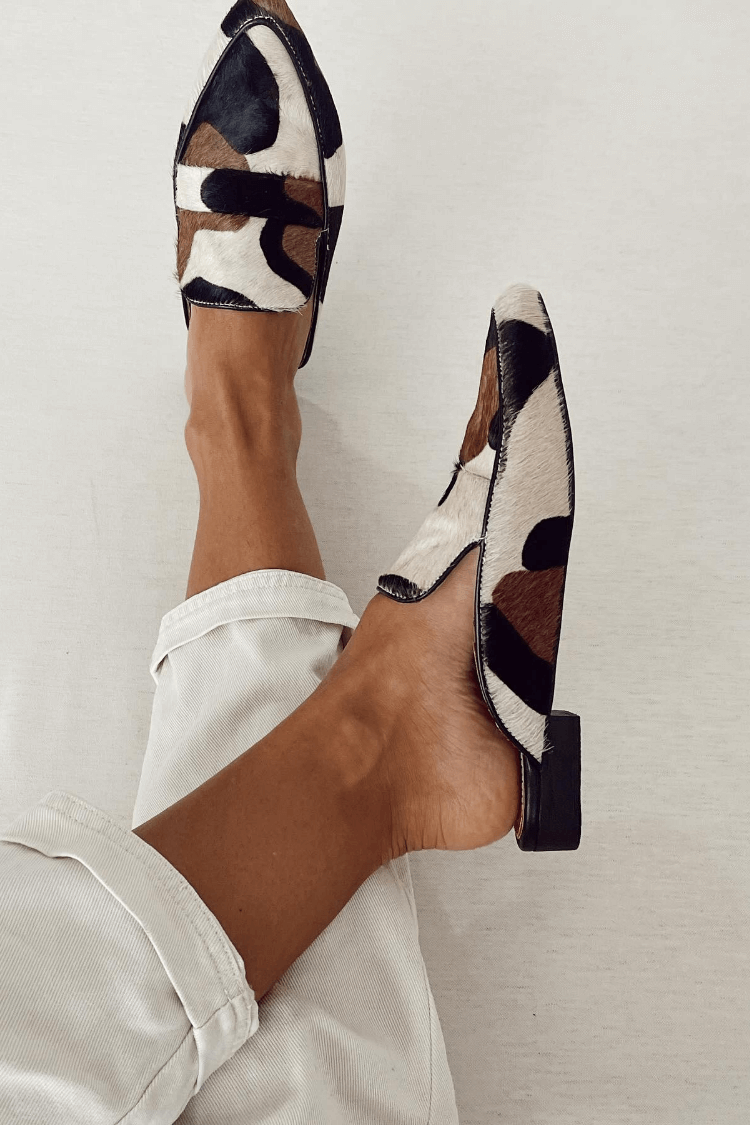 Mocassins à motif contrasté à bout arrondi