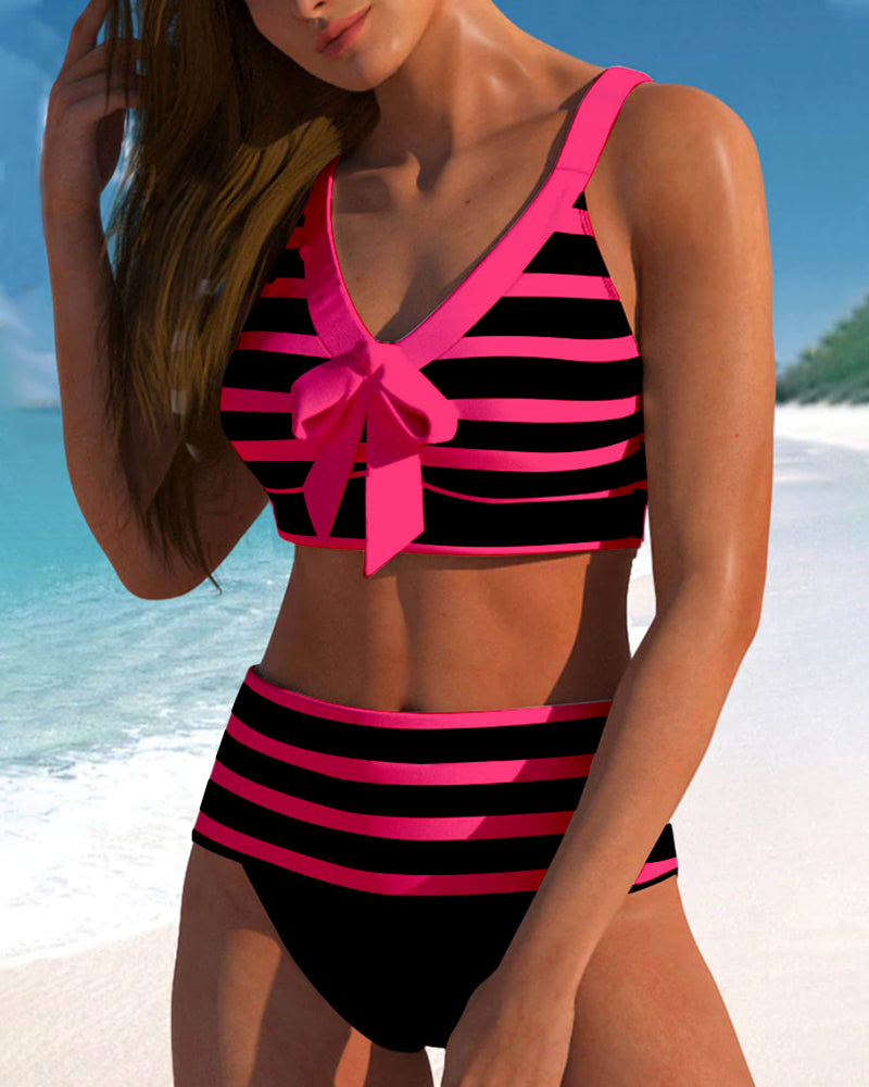 Island Glow | Hauts Rayés de Bikini Taille Haute
