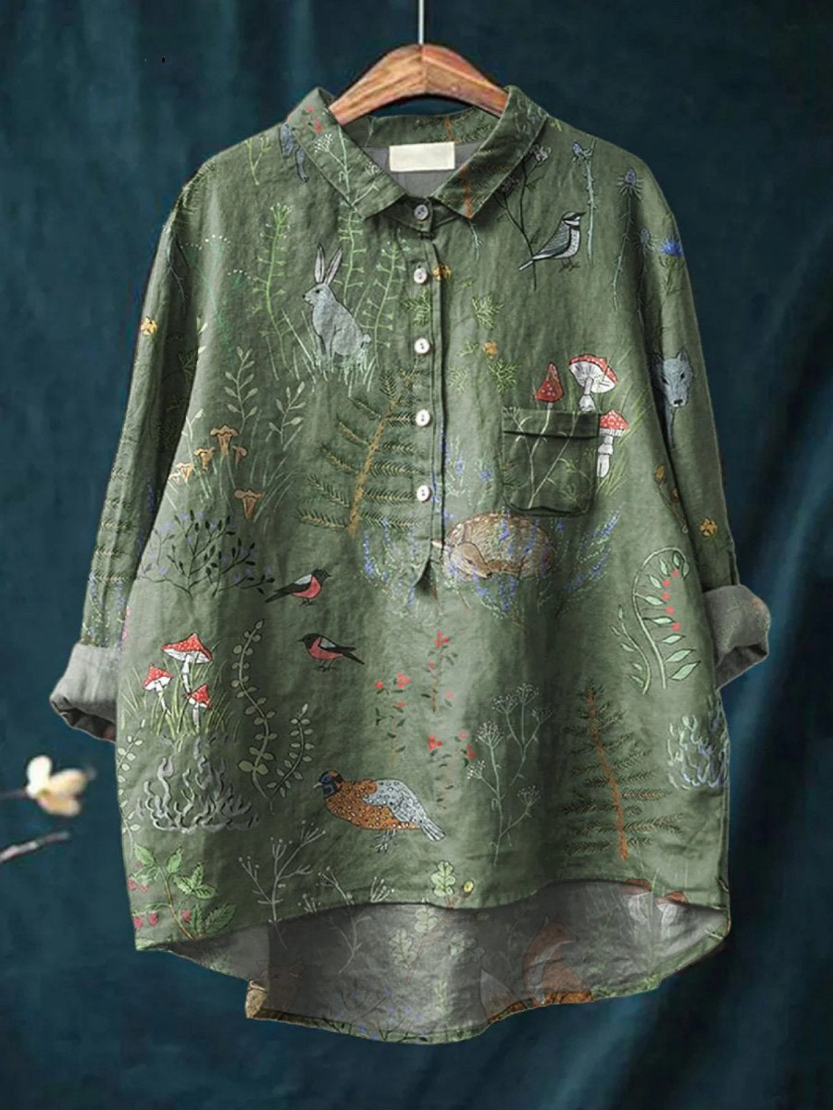 Emily | Chemise Décontractée Imprimée Femme Motif Animaux et Forêt