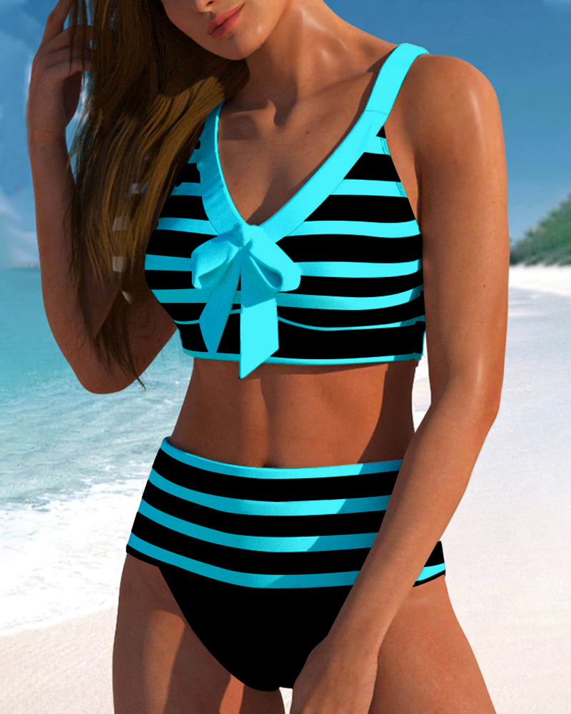 Island Glow | Hauts Rayés de Bikini Taille Haute