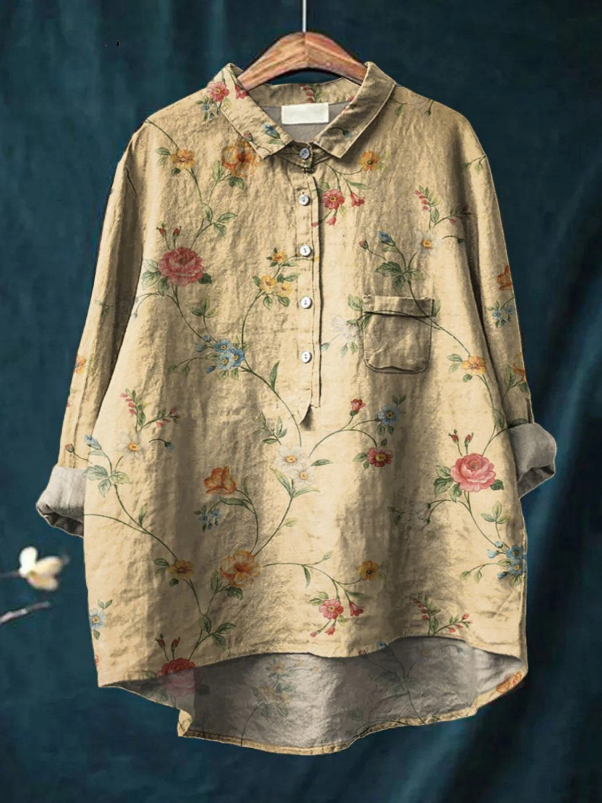 Pavot | Chemise décontractée en art floral vintage pour femmes
