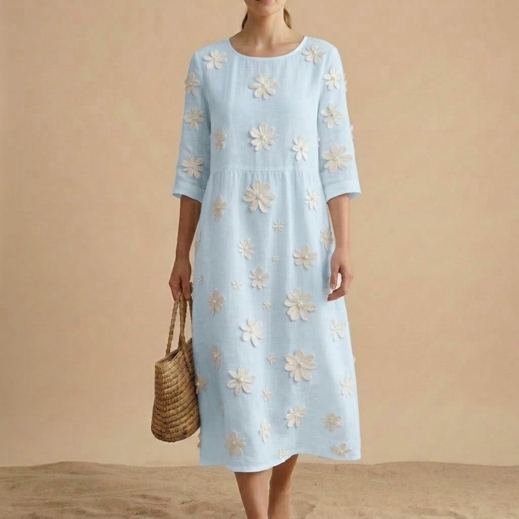 Louna | Robe Élégante Décontractée en Coton et Lin