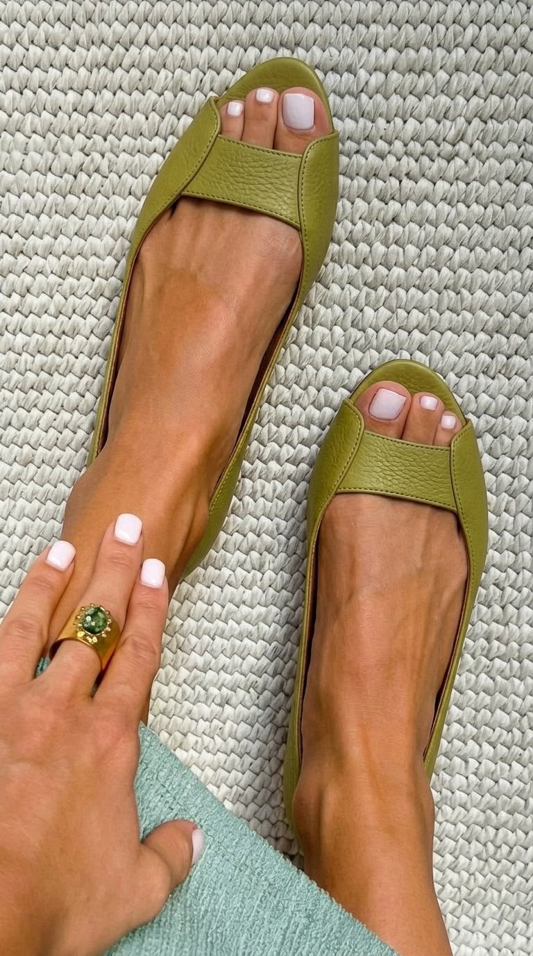 Chic Ballerines Métallisées Peep Toe en Or Champagne