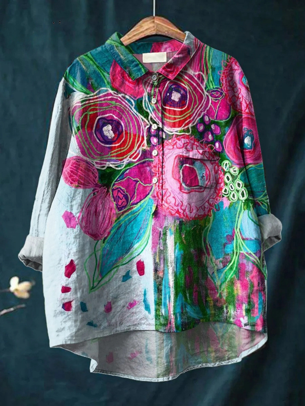 Ella | Chemise décontractée avec impression florale vintage