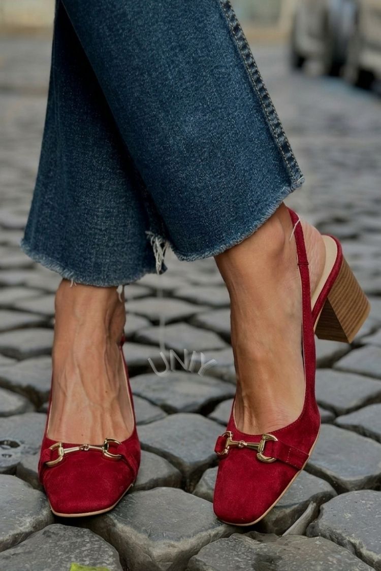 Talons en daim Olive avec bride arrière