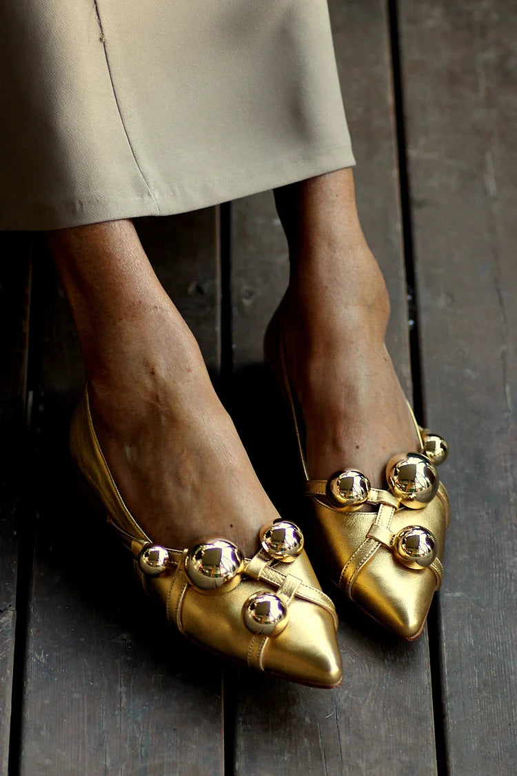 Ballerines dorées métalliques à bout pointu