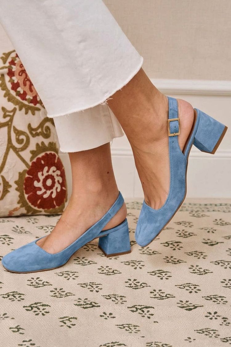 Talons slingback essentiels kaki chunky à bout carré avec boucle