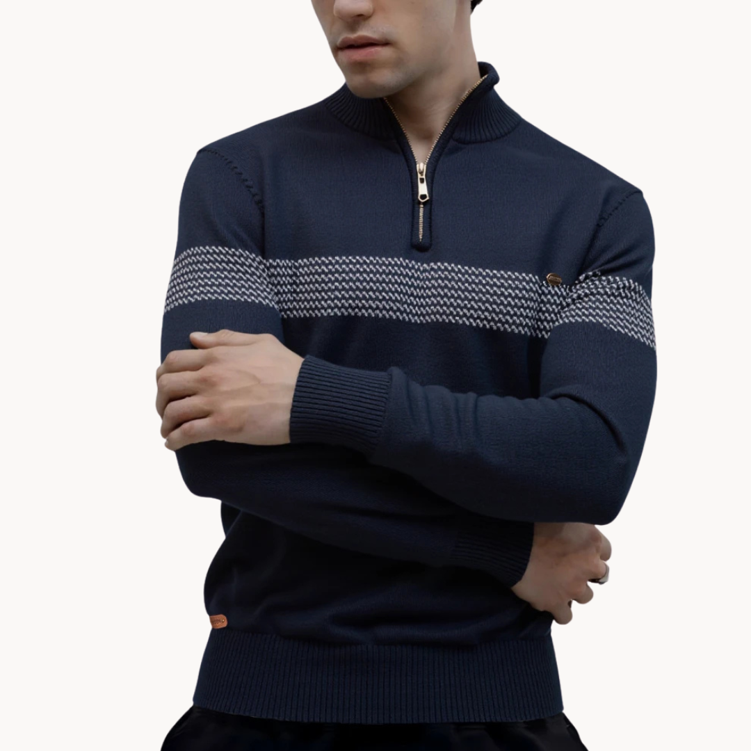 Willy | Pull zippé rayé pour homme