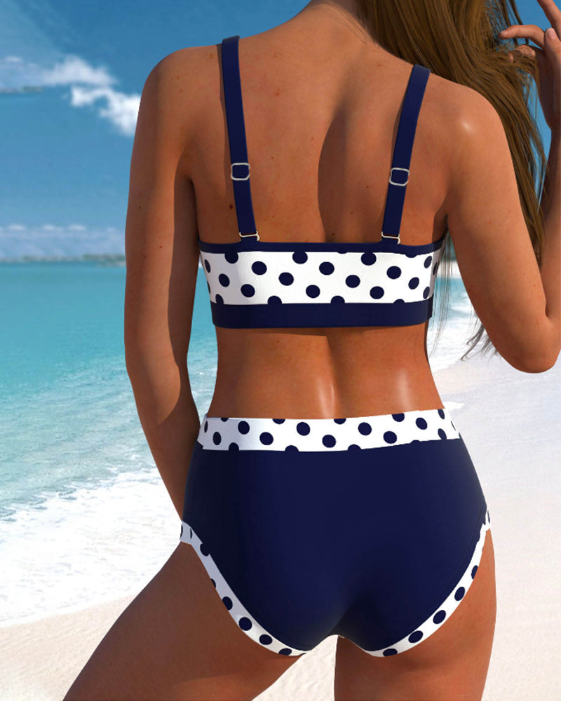 Starfish Glow | Hauts Rayés Bikini à Taille Haute avec Motif Patchwork