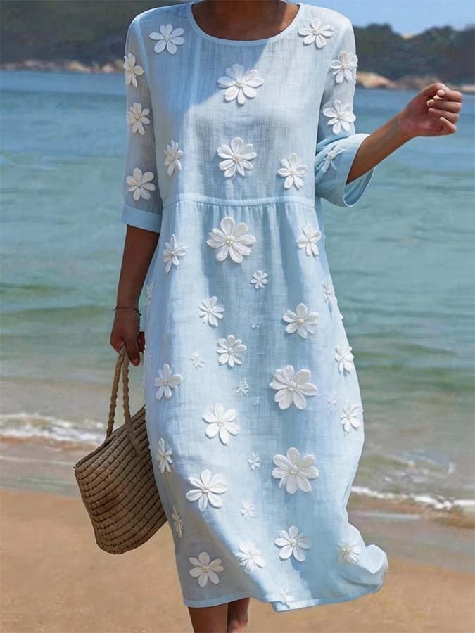 Louna | Robe Élégante Décontractée en Coton et Lin
