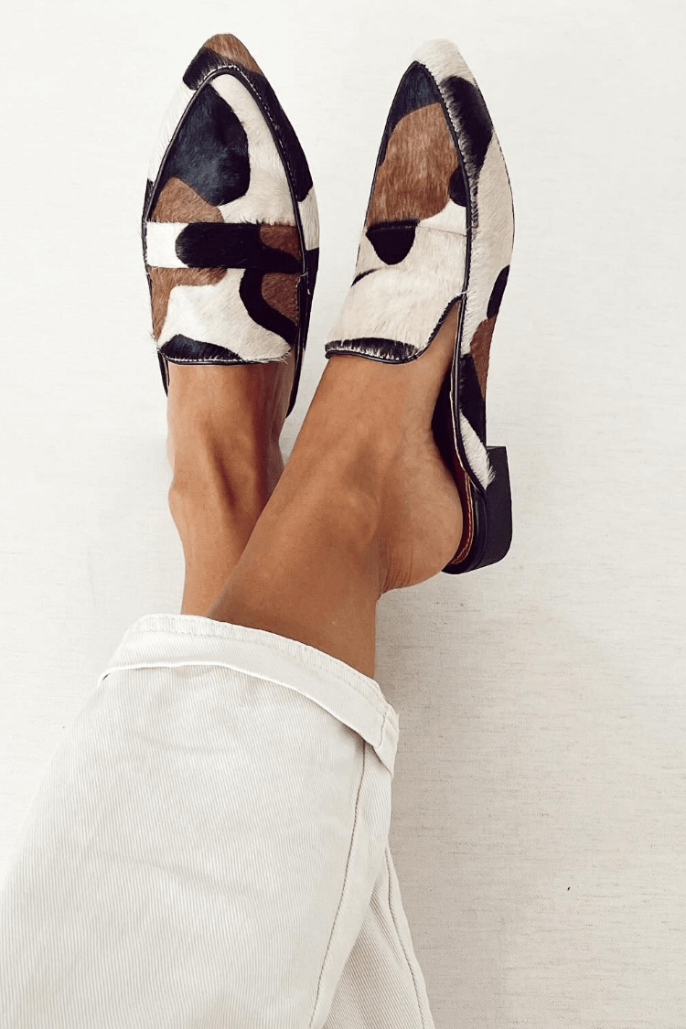 Mocassins à motif contrasté à bout arrondi