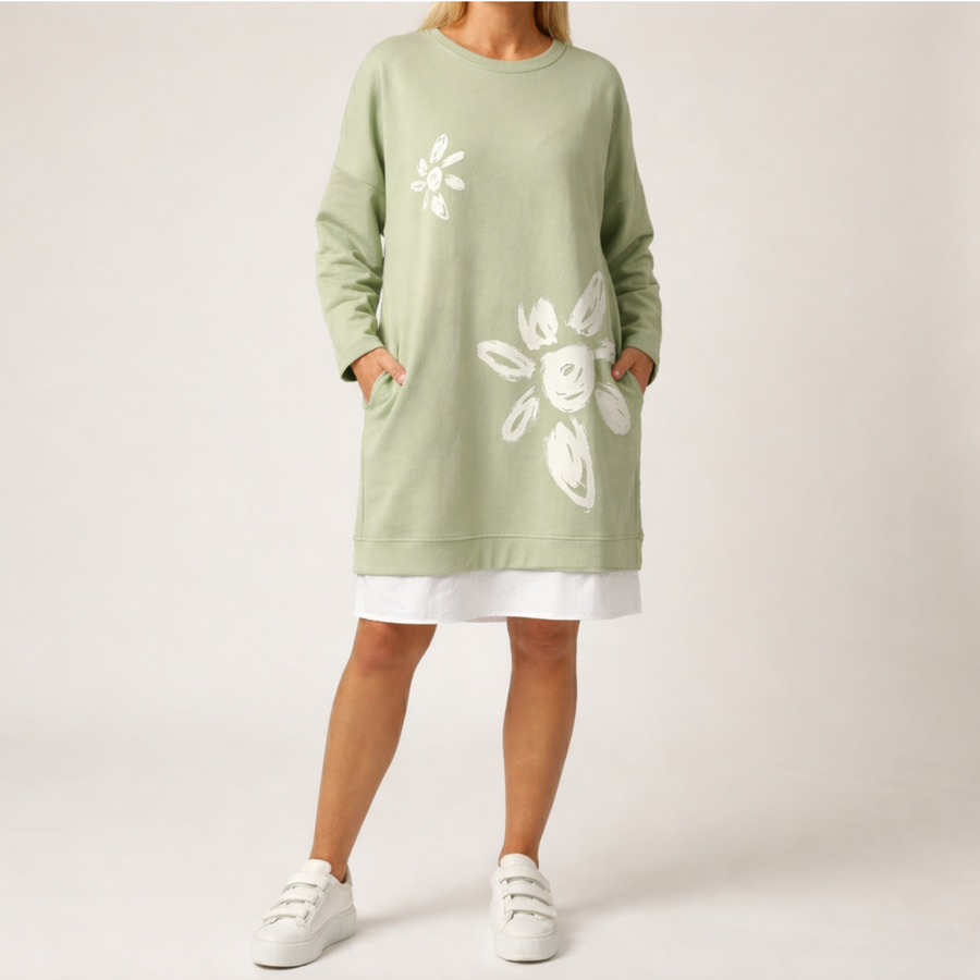 Alice Robe Sweatshirt Col Rond Imprimé Patchwork