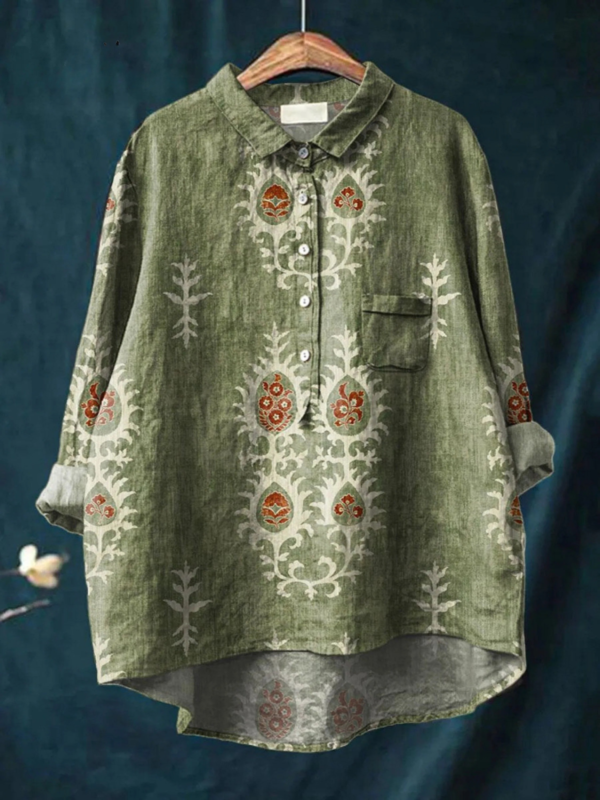 Daisy | Chemise décontractée vintage ethnique à imprimé floral pour femmes