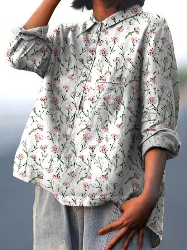 Ruby | Chemise décontractée pour femmes avec motif floral printanier rose