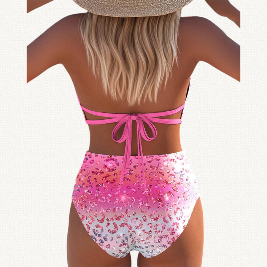 Sirena | Bikini Halter avec Imprimé Léopard Dégradé