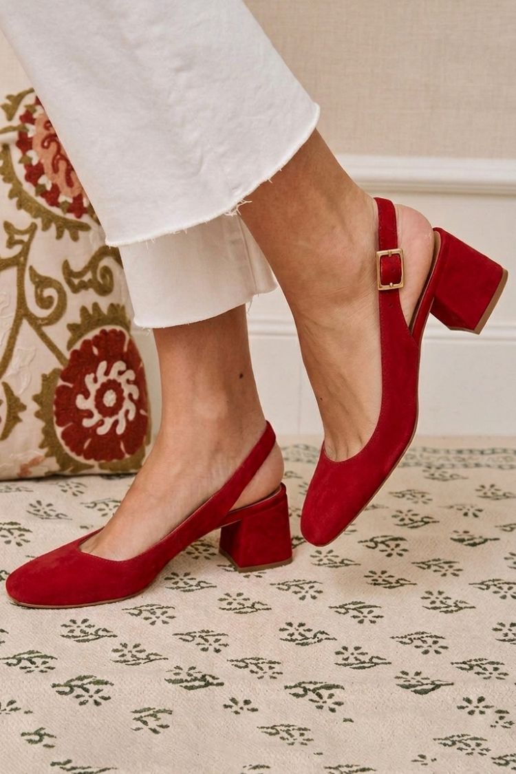 Talons slingback essentiels kaki chunky à bout carré avec boucle