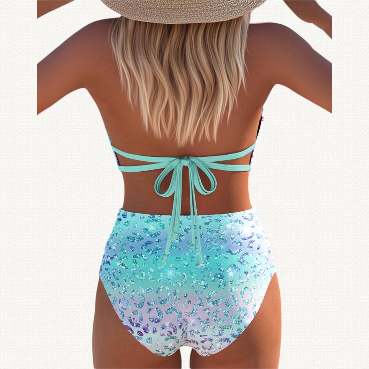 Sirena | Bikini Halter avec Imprimé Léopard Dégradé