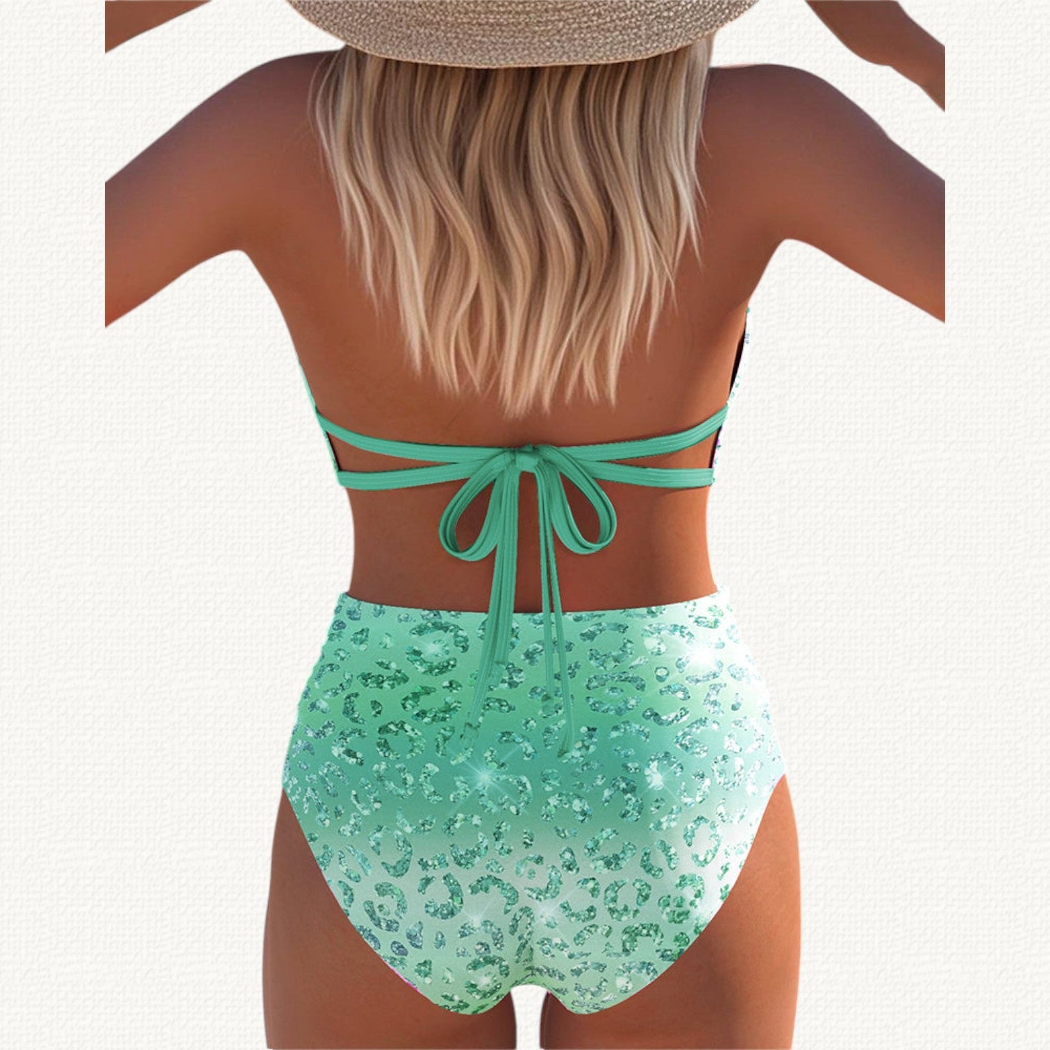 Sirena | Bikini Halter avec Imprimé Léopard Dégradé