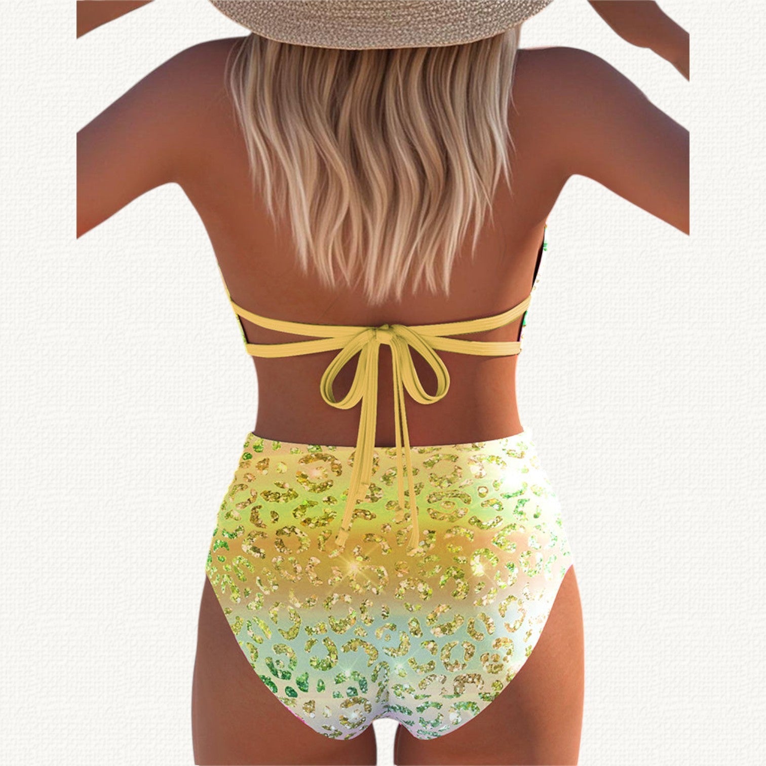 Sirena | Bikini Halter avec Imprimé Léopard Dégradé