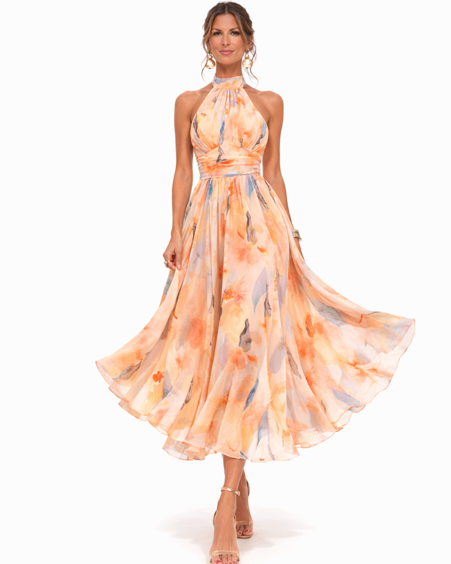 Aurora™ | Robe à Col Halter et Imprimé Aquarelle