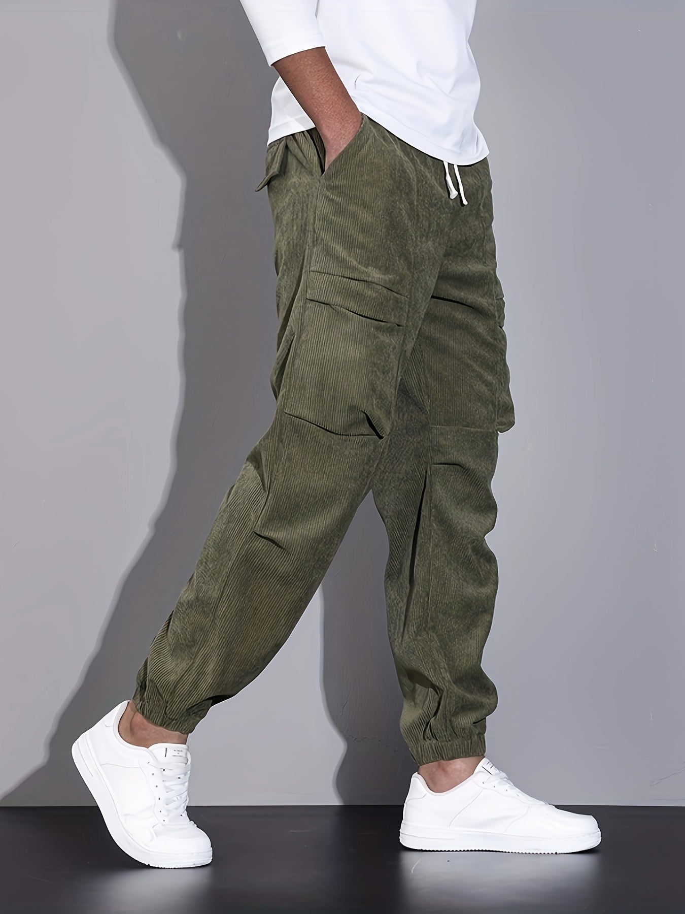 LAURENT MONACO | PANTALONS CARGO EN CORDUROY POUR HOMMES