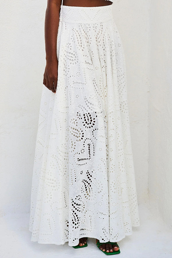 Ensemble Larissa™ : Top Brodé et Jupe Maxi Taille Haute