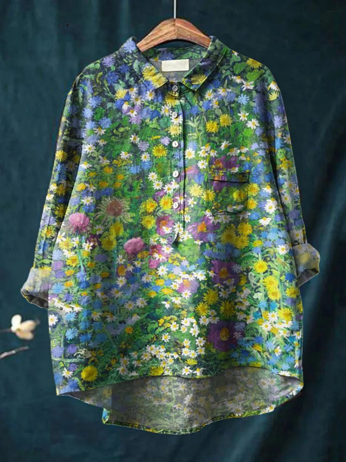 Imogen | Chemise décontractée en art floral vintage pour femmes