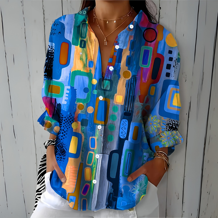 Catalina | Blouse Artistique Colorée à Boutons