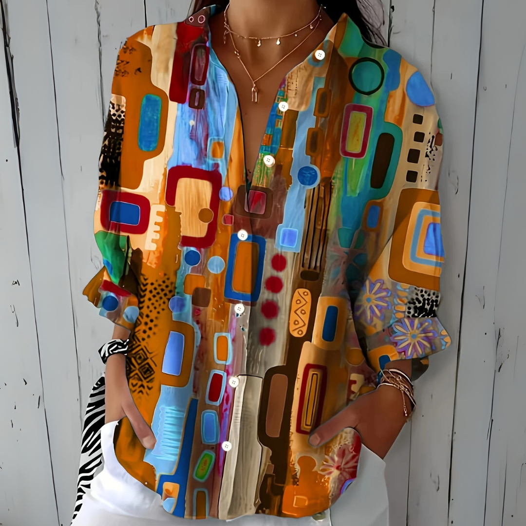 Catalina | Blouse Artistique Colorée à Boutons