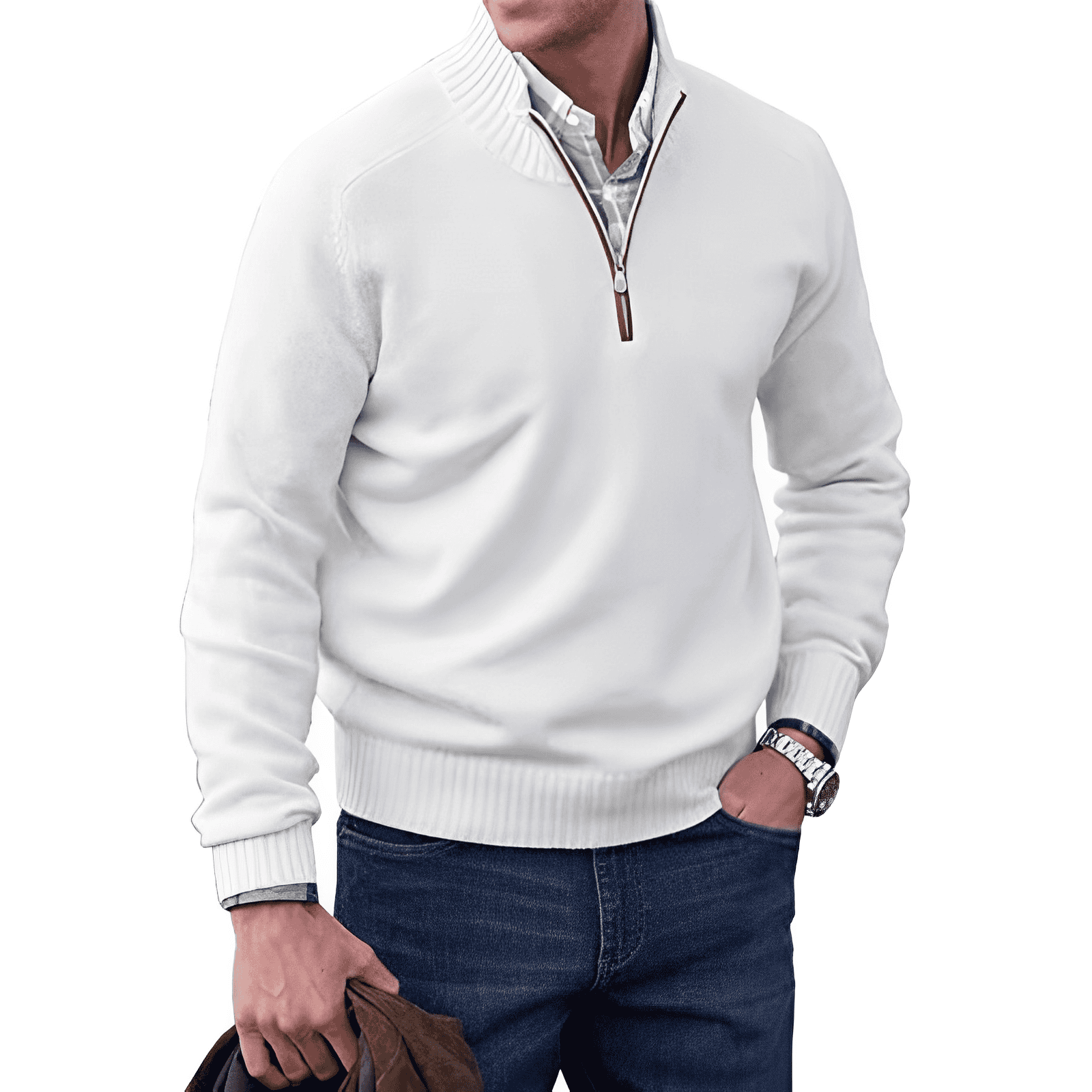 LAURENT MONACO | PULL EN MAILLE ZIPPÉ POUR HOMME