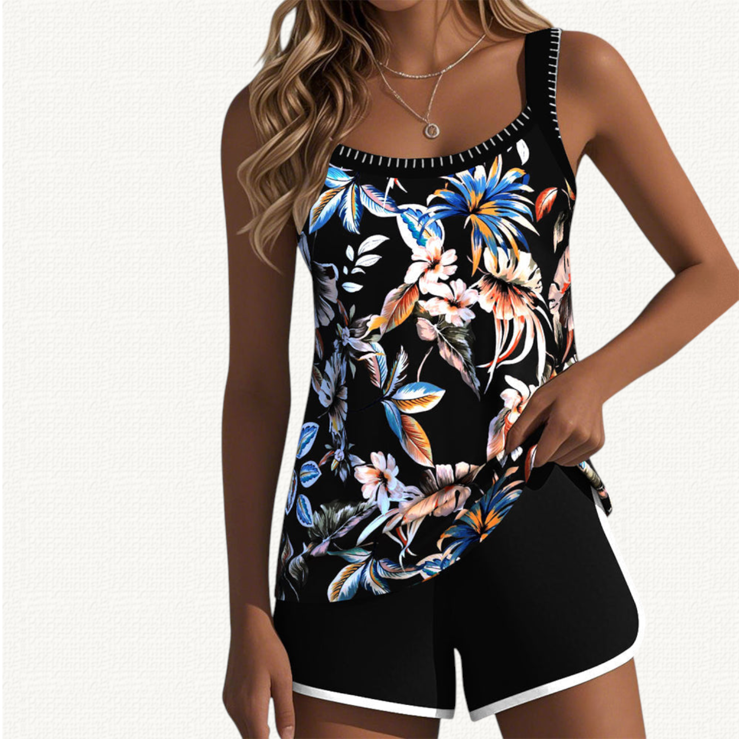 Flora | Tankini Floral avec Short Uni