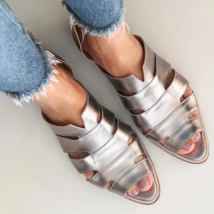 Ballerines décontractées à bout ouvert à enfiler