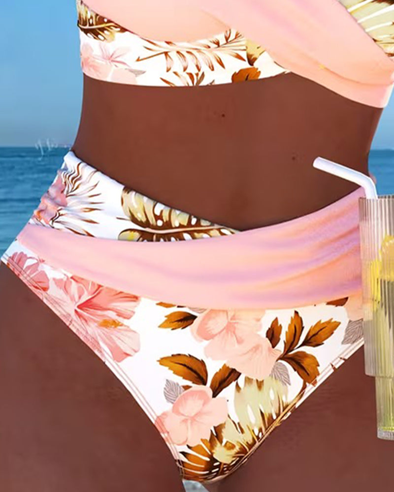 Hibiscus | Bikini Croisé Floral avec Culotte Haute