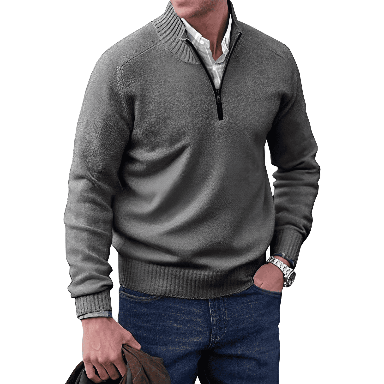 LAURENT MONACO | PULL EN MAILLE ZIPPÉ POUR HOMME