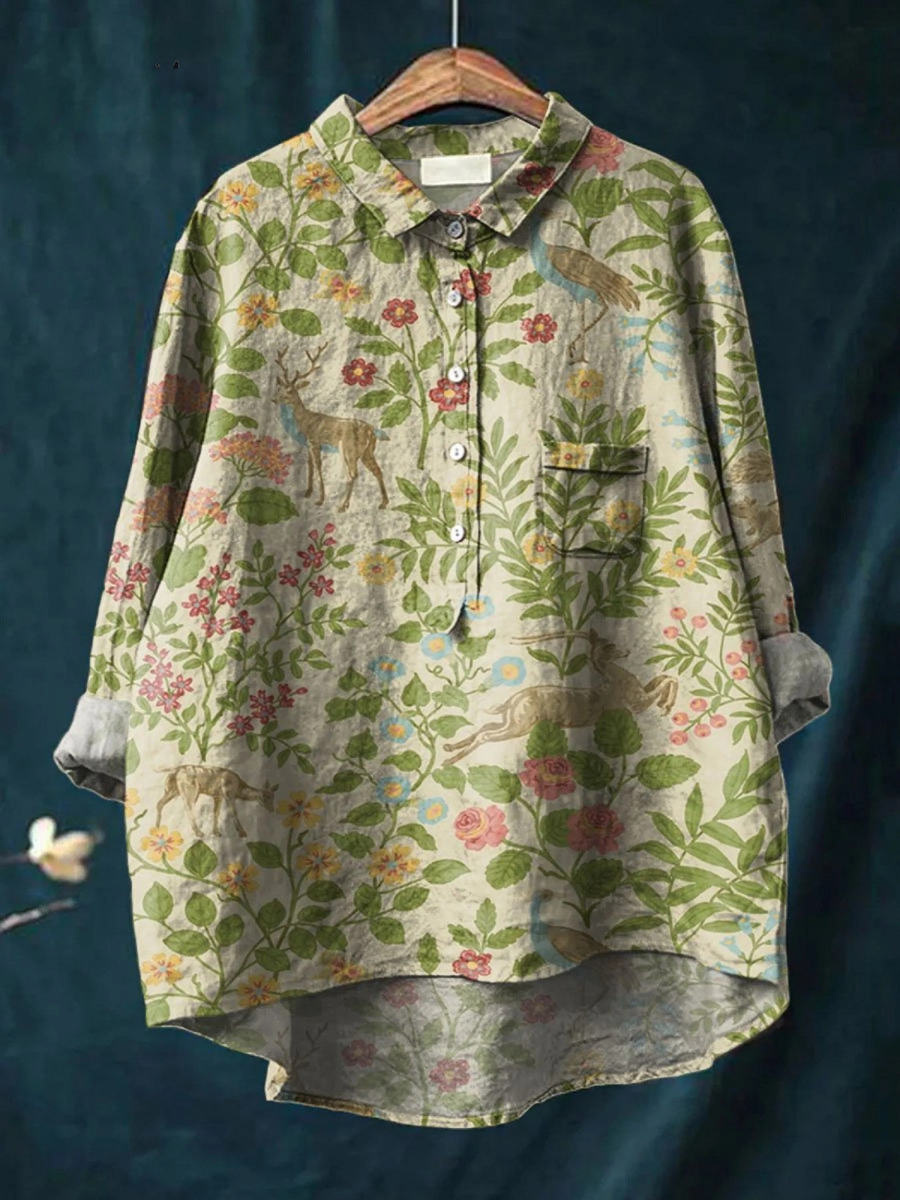 Géorgie | T-shirt décontracté en art floral vintage pour femmes