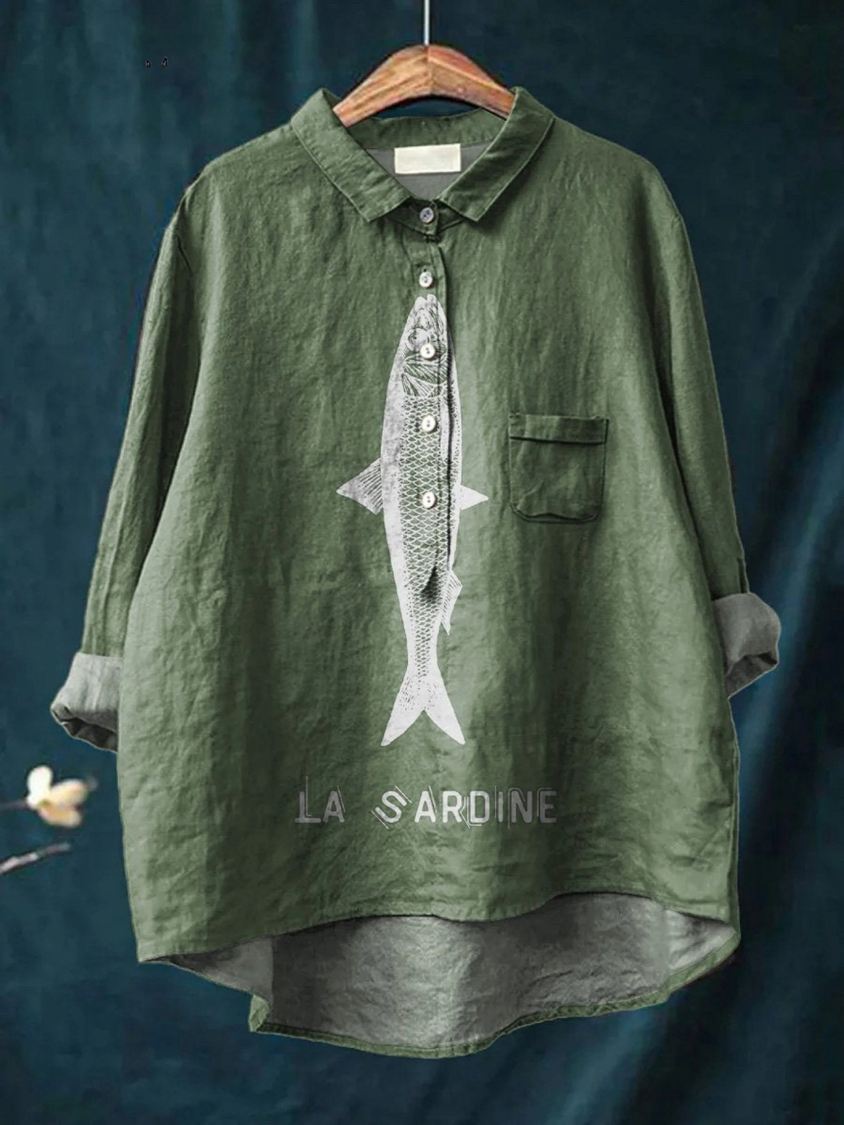 Sophie | Chemise décontractée imprimée avec motif de sardine pour femmes