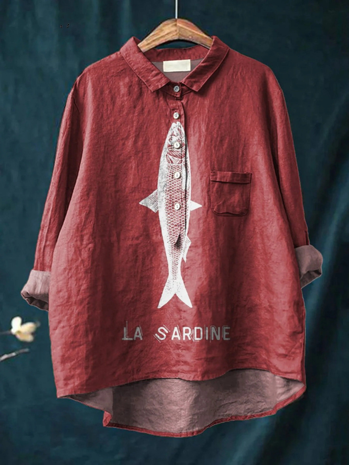 Sophie | Chemise décontractée imprimée avec motif de sardine pour femmes