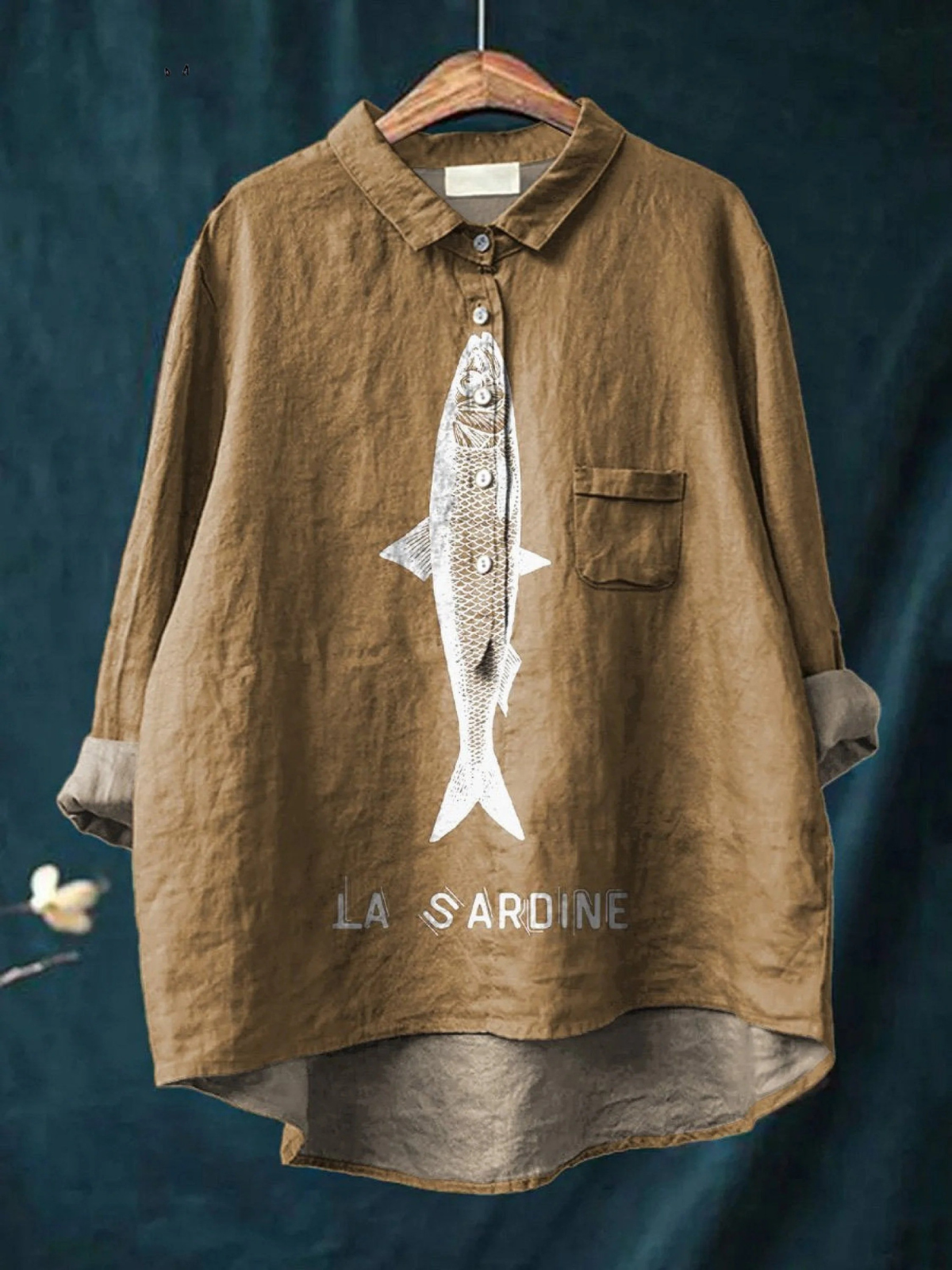Sophie | Chemise décontractée imprimée avec motif de sardine pour femmes