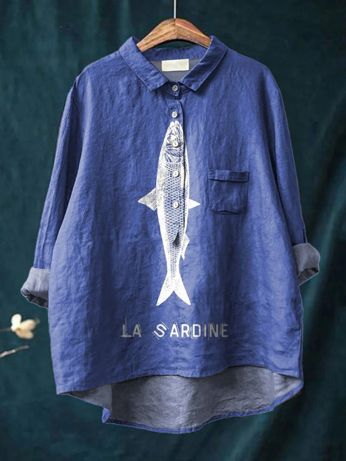 Sophie | Chemise décontractée imprimée avec motif de sardine pour femmes