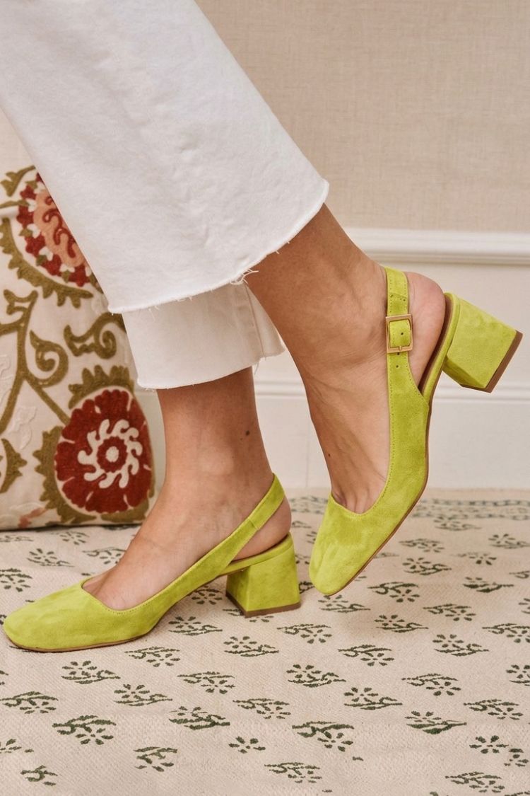 Talons slingback essentiels kaki chunky à bout carré avec boucle