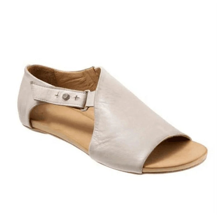 Sandales unies à talon asymétrique avec bride et boucle, découpe à bout ouvert