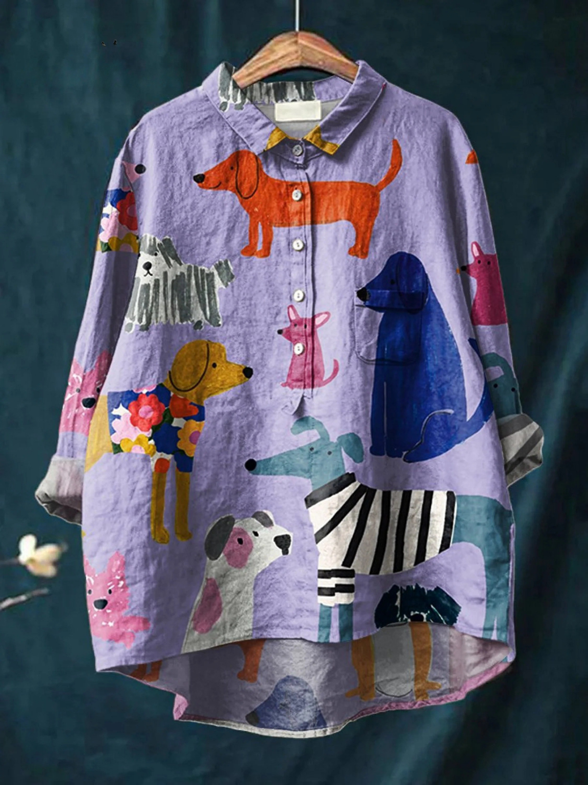 Hannah | T-shirt décontracté avec impression artistique de chien pour femmes
