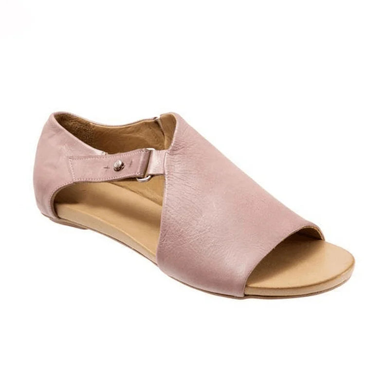 Sandales unies à talon asymétrique avec bride et boucle, découpe à bout ouvert