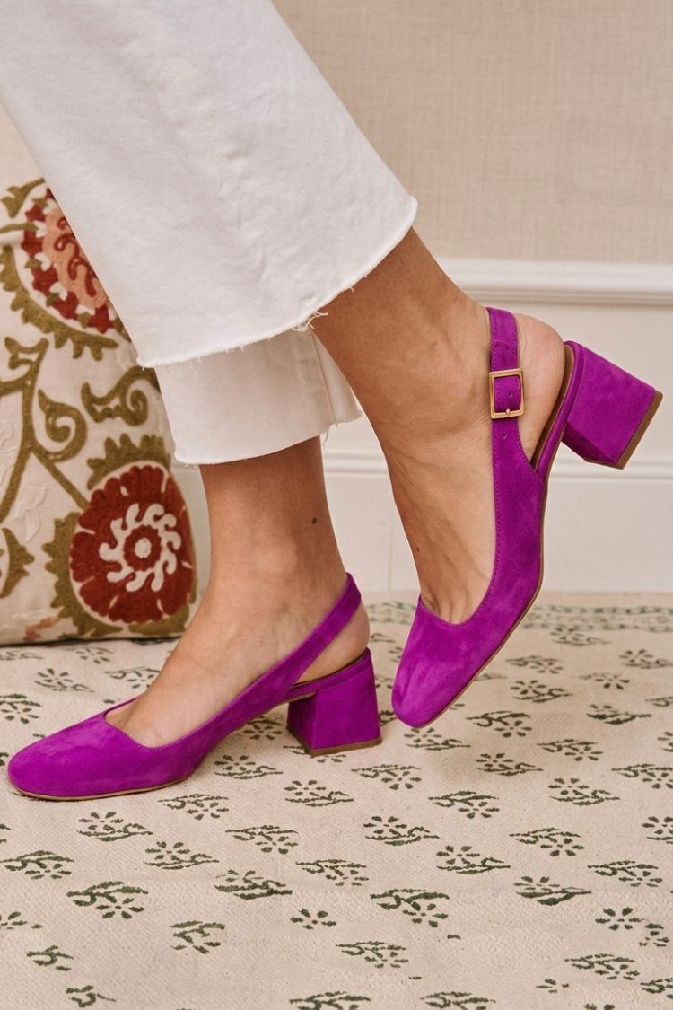 Talons slingback essentiels kaki chunky à bout carré avec boucle