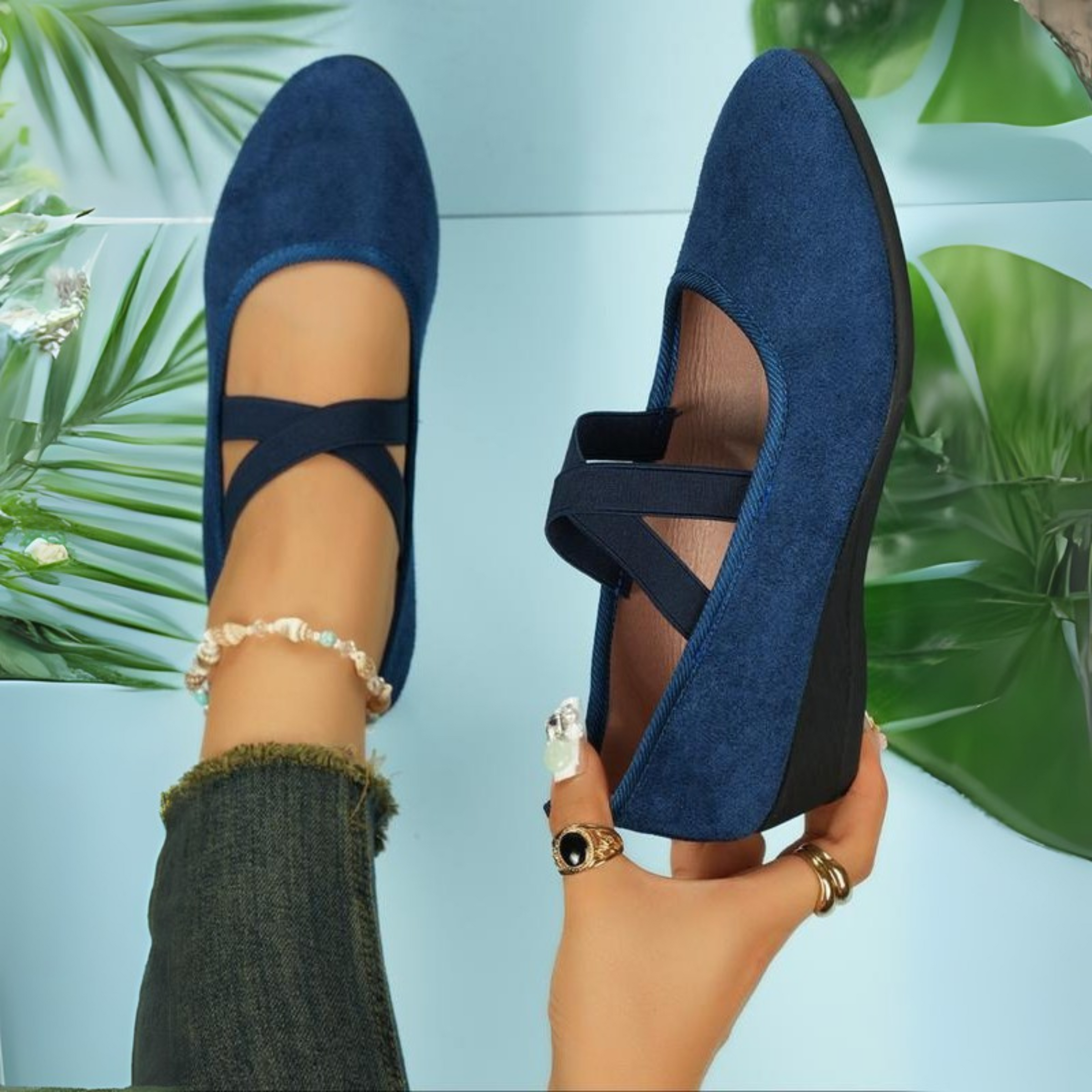 Calerinne | Chaussures Ballerines à Talon Wedge Fermé
