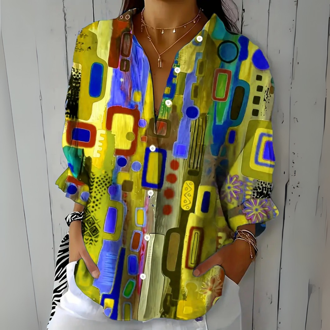 Catalina | Blouse Artistique Colorée à Boutons